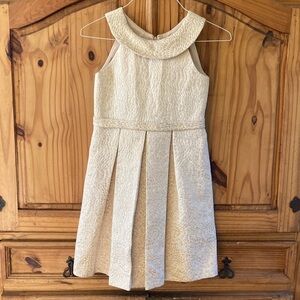 Girls Us Angels cream metallic gold flowers sleeveless dress - size 12